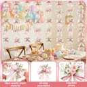 8 Pcs Pink Bow Hanging Banner Pink Bow Themed Birthday Party Decorations Spring Floral Garland Banner Party Decor for Bridal Shower, Wedding Favors, Birthday, Bachelorette Supplies