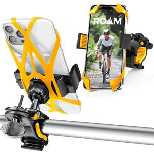 Roam Universal Cell Phone Holder Net Mount - Adjustable Up to 3.6" W x 7" L - 360 Rotation - Hands Free Navigation System for Motorcycle eBike Dirt Road Cruiser Scooter - Orange