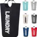 Twira 90L Large Laundry Basket, Laundry Hamper Stands Up Well, Laundry Bag with Padded Handles, Waterproof Clothes Bin Collapsible, Clothes Hamper for Bathroom, Laundry, College (Black)