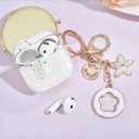 (with Safety Lock) Clear Case Compatible with Cute Apple Airpods 4 Cases 2024 Women, VISOOM Soft TPU Transparency Air pods 4 Gen Case iPods 4 Earbuds Case Girl Bling Keychain for Airpod iPod 4th Gen
