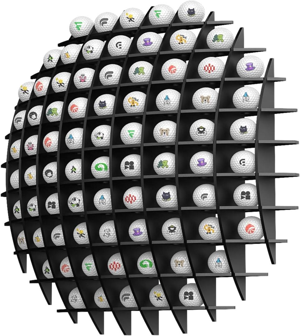 Wall Mount Golf Ball Display Case Golf Ball Display Rack Holds 78 Balls