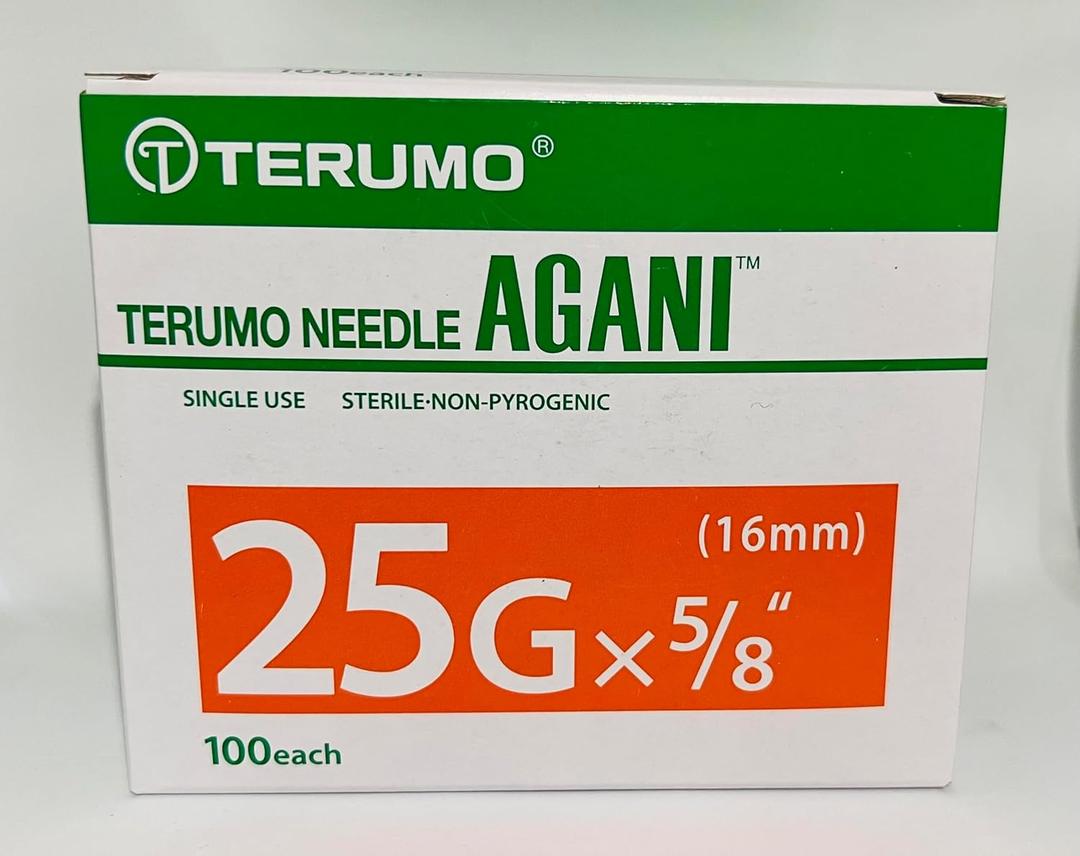 Terumo 25G x 5/8 inch (16mm) 100 Each/Box Again Needles