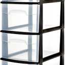 HOMZ Drawer Tower, 5-Tier Clear Plastic Storage Organizer Unit, Black Frame - Multi-Purpose Container Drawers for Bedroom, Bathroom, and Office Organization