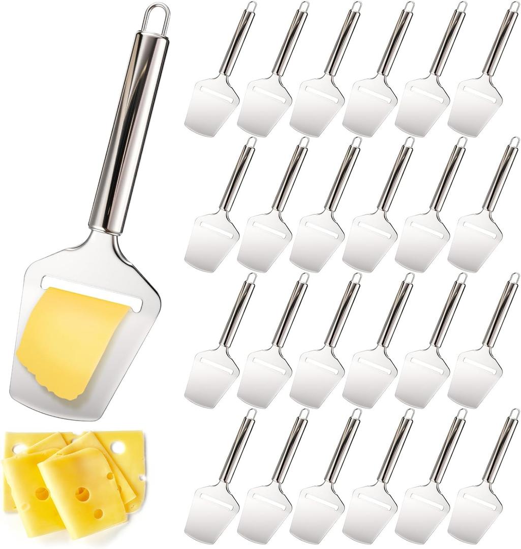 LemonRoad 24 Pack Stainless Steel Cheese Slicers Heavy Duty Plane for All Types of Multi-functional-handheld Slicer Cheese Shaver-silver Non-stick-dishwasher Safe for Kitchen Cooking