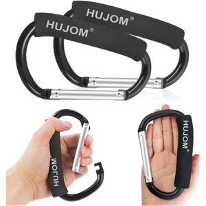 Stroller Hooks 2 Pcs Large Carabiner Clips for Hanging Diaper Bags, Purse Grocery, and Shopping Bags. Heavy Duty Universal Climbing Clips Best Mommy Accessories for Outdoor, Camping and Hiking.