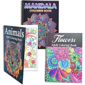 Ilyever 3 Pack Adult Stress Relief Coloring Book,60 Page Mandalas,Animal & Flower Patterns,Spiral Bound Women Coloring Books for Mindfulness & Relaxation for Christmas,Birthday&Holiday Party Gifts