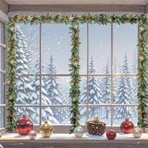 6Ft Christmas Garland with Lights, Artificial Christmas Garland with Pine Needles and Red Berries, Battery Operated Mantel Fireplace Holiday Winter Xmas Decor 2P