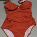 BMJL Women's Tummy Control Swimsuits Ruched Slimming One Piece Bathing Suit Deep V Neck Swimsuit (Large, Orange)