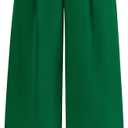 KIRUNDO Wide Leg Dress Pants for Women High Waisted Office Work Trousers Business Casual Slacks Button Flowy Palazzo Pant (Green, L)