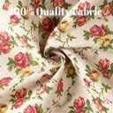 Farmhouse Cotton Linen Tier Curtain 15.7 Inch Long Elegant Floral Lace Window Valance Kitchen Bathroom Short Curtain, 1 Panel, Blooming Roses on Beige