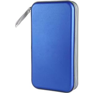 Siveit CD Case, DVD Case Holder 96 Capacity Hard Plastic CD DVD Disc Cases Storage Binder Wallet for Car Home Office Travel (Blue)