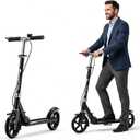 Scooters for Kids 8-12, Teens & Adults - Foldable&Portable Commuter Scooter with 8" Wheels, Bell, Hand Brake & Adjustable Height 30"-40.5", 240 lbs, Manual Push Scooter for Campus & Park