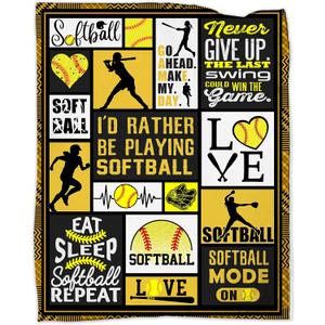 Softball Blanket 50''x60'' Softball Gift Blanket Super Soft Warm and Comfortable Throw Blanket for Fall Winter Spring All Season