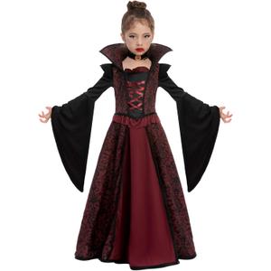 Spooktacular Creations Halloween Royal Vampire Costume Set for Girls Halloween Dress Up Party, Cosplay, Vampire-Themed Party (Small (5-7 yr))