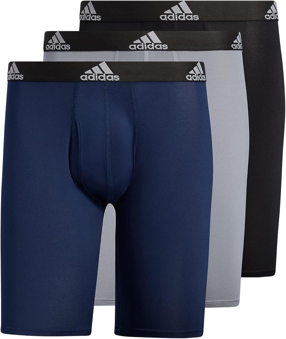 adidas Men's Performance 3-Pack Long Boxer Brief, Underwear Boxer Briefs - 3-Pack Long Men's Underwear Pack (Black/Grey/Collegiate Navy/Performance)