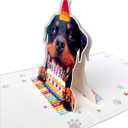 3D Pop-Up Rottweiler Dog Birthday Card - Rottweiler Dog with Cake Celebration, Whimsical Happy Birthday Greeting for Dog Lovers - Rottweiler Dog 3D Birthday Pop Up Cards