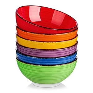 vancasso Bonita Cereal Bowls Set of 6-27 Oz Ceramic Soup Bowls, Microwave & Dishwasher Safe, 6 Inch Colorful Serving Bowls for Kitchen