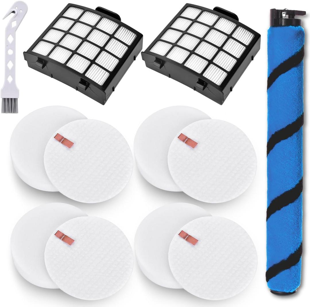 Leadaybetter Filter Replacement for Shark AZ2000 AZ2000W AZ2002 Vertex DuoClean PowerFin, 2 HEPA Filters, 4 Foam & Felt Filters, 1 Soft Brush roll, Part XHFAZ2000 XFFKAZ2000#1483FC2000