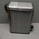 Homie Soft Close, Slim Trash Can 1.6 Gallon with Anti - Bag Slip Liner and Lid, Use as Mini Garbage Basket, Slim Dust Bin, or Decor in Bathroom, Restroom, Kitchen, or Bedroom (Silver)