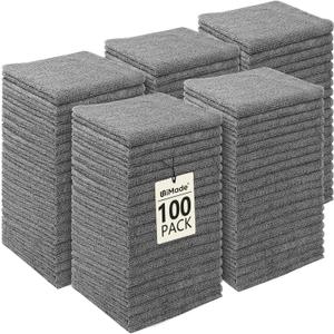 Washcloths Bulk - 100 Pack - Face Towels (12" x 12"), Highly Soft Wash Cloths and Hand Towels, Fast Drying Multi-Purpose Microfiber Cleansing Cloths for Bathroom, Hotel, Spa, and Salon - Grey