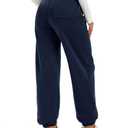MAGCOMSEN Women's Fleece Lined Sweatpants 3 Pockets Thermal Winter Casual (Blue, L)