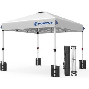Hoperan 10x10 FT Pop Up Canopy Tent, Portable Outdoor Commercial Shelter | Heavy Duty Frame, 1-Button Push Easy Set Up, 3-Height Adjustable, Great for Sports Events, Market & Outdoor Gatherings