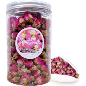 Dried Rose Buds Edible Fragrant Dried Flowers for Tea, Baking, Crafts, Potpourri - Red Rose Buds 3.5oz