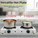 Electric Hot Plate, 2200W Countertop Burner, Cast Iron 2 Burners, Portable Electric Burner Stove, Portable Double Burners for Cooking,Easy to Clean, Black