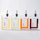 APT 1101 Olive Oil Dispenser for Kitchen, Cooking Oil and Vinegar Dispenser Set, Olive Oil Bottle, Soy sauce bottle, coffee syrup holder - 4 pcs, Silver