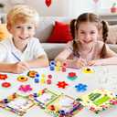 Valentine's Day Cards for Kids school, 24 PACK Valentine's Day Cards for Kids with Flowers Plaster Painting Kit, Valentines Day Gifts for Kids for School Classroom Exchange, Valentines Party Favors