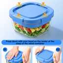 Glass Salad Container,56oz Salad Bowl To Go for Lunch with Airtight Lid,Leak-Proof Sauce Container,4-Compartment Bento Tray & Reusable Fork - BPA-Free Glass Lunch Box for Meal Prep,Office（Blue）