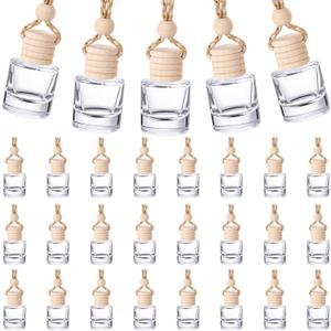 Domensi 800 Pieces Hanging Car Diffuser Air Freshener Bottle Bulk Empty Glass Refillable Perfume Bottles Oil Diffuser Aromatherapy Pendant for Auto Interior Ornaments Decor (Clear)