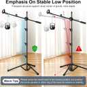 Mic Stand, 6-in-1 Microphone Stand with Floor Boom, Support Boom, Gooseneck, Mic Clips, Tablet Phone Holder, Black, Metal, Portable, Adjustable