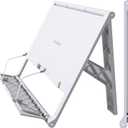 Readaeer Portable Book Stand Free Angle Adjustable Book Holder for Thick Textbook Collapsible Lightweight Book Rest (White)