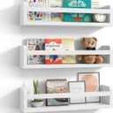 Floating Book Shelves for Wall, 16.5 inch Natural Wood Nursery Shelves for Book Storage, Solid Pine Wooden Floating Bookshelf for Bedroom Living Room, Set of 3, Unfurnished - DIY