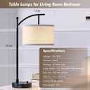Table Lamp for Living Room Bedroom, 23.5" Table Lamps Set of 2 with USB C+A Ports, Bedside Lamps for Nightstand with Linen Lamp Shades, 2 Dimmable LED Bulbs Included, Black