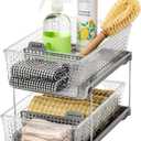 madesmart 2 Tier Organizer, Under Cabinet Storage with Pull Out Sliding Drawers, for Cleaning Supplies, Undersink, Sponges, Bottles & Bath, Adjustable Dividers & Pull Out Baskets, Grey