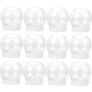 DOITOOL 48 Pack Clear Plastic Snow Globes for Crafts 2.63 Inch DIY Water Globe Kit with Screw Off Caps Empty Plastic Globes for Christmas Craft Making and Home Decoration