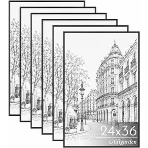 Giftgarden 24x36 Poster Frame 6 Pack, Easy Snap‑On Assembly, Black
