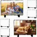 6 x Gersoniel 6 Pack Sublimation Slate Blanks 5.9 x 7.9 Inch Heat Thermal Transfer Stone Photo Frame, Rectangular Sublimation Plaque Picture Frame with Stand for Personalized DIY Birthday Holiday Gifts