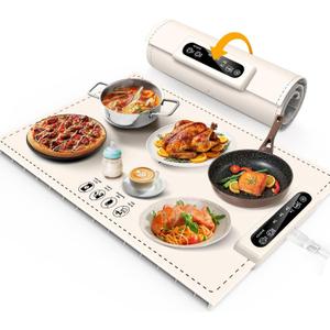 AuntyFey Food Warming Mat,Countertop Warming Mat, Silicon Warming Mat for Food, Electric Warming Tray, Food Warmers for Parties Buffet, Warming Trays for Buffets Party, Food Heating Mat,White