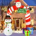 OurWarm 8FT Christmas Inflatables Candy Cane Archway, Santa Penguin and Snowman Inflatable Arch, Blow Up Yard Decorations with Built-in LED Lights, Outdoor Yard Lawn Garden Party Holiday Xmas Decor