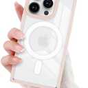 Magnetic Case for iPhone 14 Pro, Cute Clear Case for Women Girls Men Soft TPU Frame + Hard PC Back Non-Yellowing Bumper Shockproof Protective Cover for iPhone 14 Pro-Pink