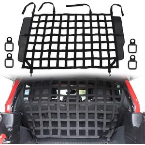 G Dog Barrier Rear Cargo Net Compatible with Jeep Wrangler Accessories JK JL Unlimited Sahara 4-Door 2007-2025, Safety Mesh Pet Divider for Medium, Large Pets, Easy to Install
