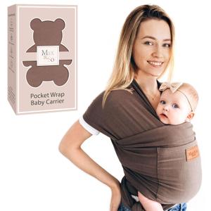 Baby Wrap Carrier - Premium Cotton Baby Carrier Wrap for Newborn to Toddler- Infant Carrier for Babies 8-35 lb - Baby Holder One Size Fits All with Front Pocket by Max&so (Earth Gray)