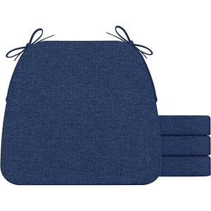 AAAAAcessories DShaped Chair Cushions, 2" Thick Dining Chair Pads with Ties and Removable, MachineWashable Cover, 17" x 16", Set of 4, Blue