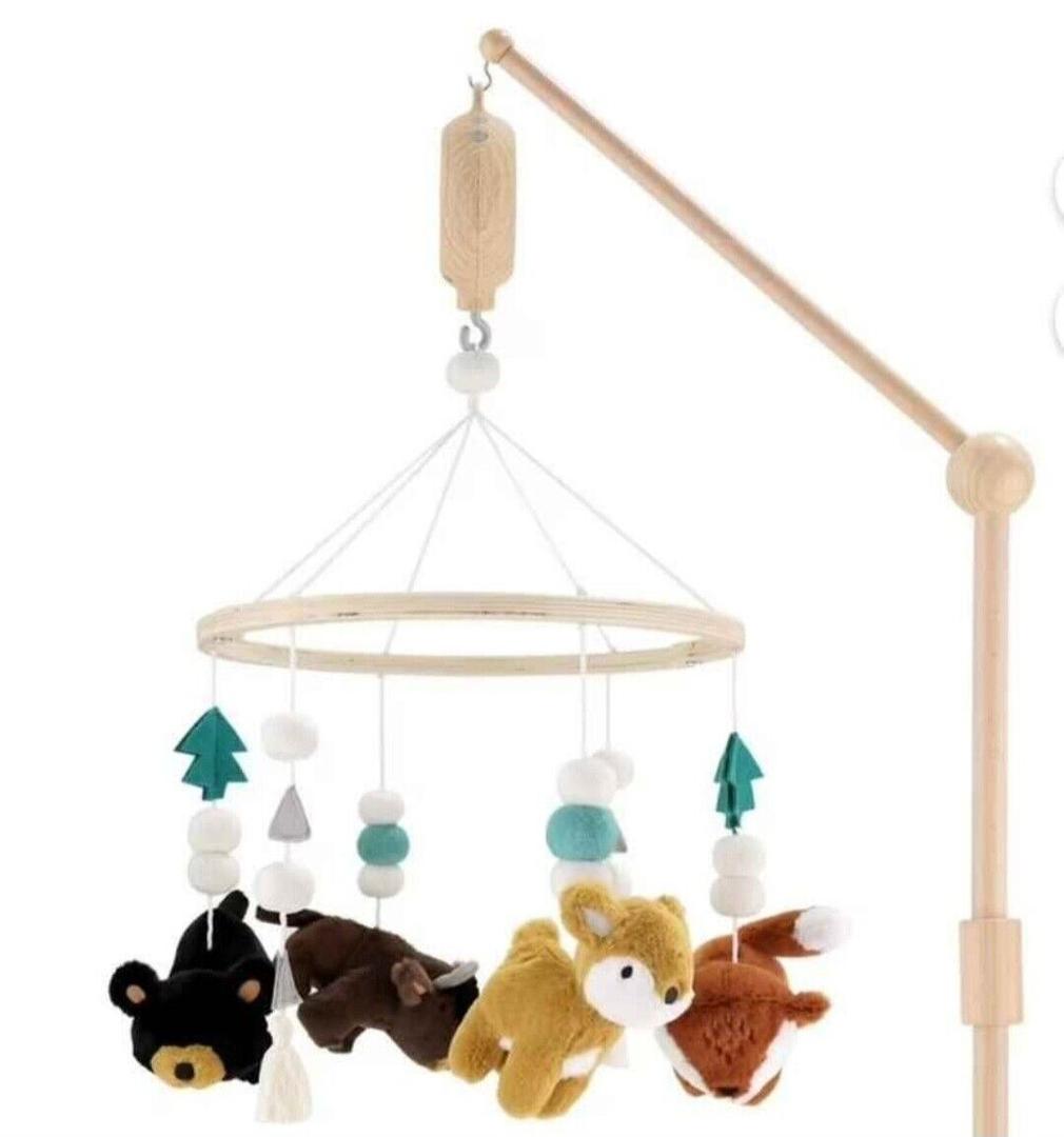 The Peanutshell Crib Mobile for Girls - Wooden Musical Baby Crib Mobile with Lullabies, Baby Boys Nursery Decor