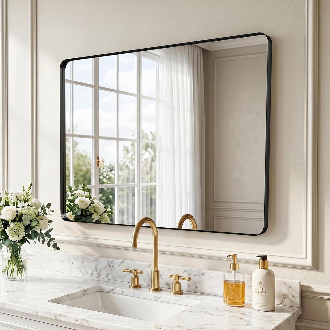 40"x30" Bathroom Vanity Mirror for Wall Aluminum Framed Farmhouse Rectangle