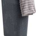 Mind Reader Slim Laundry Hamper with Lid, 40L Clothes Basket, Premium Wicker Design, Plastic, Gray (Single)