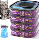 Cat Litter Refill Bags - 4-Pack Lasts 16 Months Jumbo Genie Refill Cartridge, for Cat Genie Standard, Plus, XL+ Pail Refills, EVOH Odor Control,Pet Genie Refill